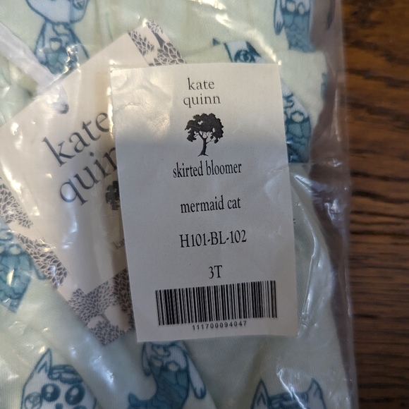 Kate Quinm Skirted Bloomer Skirt Mermaid Cat Organic Cotton Size 3T - Picture 5 of 5